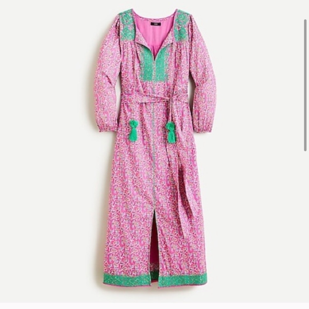 🍇 J.Crew Belted Bohemian Vines Tunic Dress - Picture 2 of 15